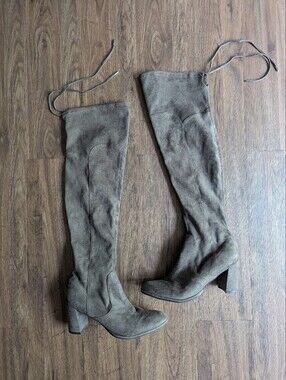 Marc Fisher Taupe Suede Over-the-Knee Block Heel Boots Sz 10